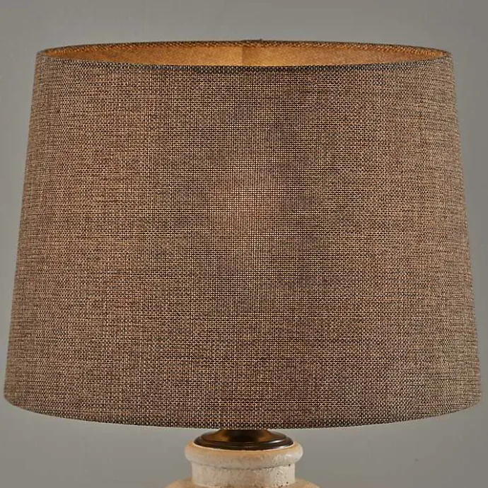 Clearance Kirklands Home Cream Ribbed Ceramic Shade Table Lamp Brown