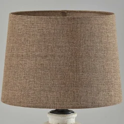 Clearance Kirklands Home Cream Ribbed Ceramic Shade Table Lamp Brown