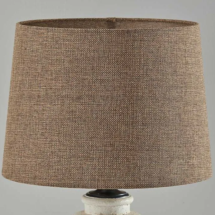 Clearance Kirklands Home Cream Ribbed Ceramic Shade Table Lamp Brown