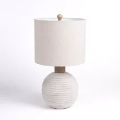 Sale Kirklands Home Cream Ridged Round Table Lamp Tan