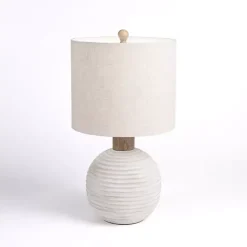 Sale Kirklands Home Cream Ridged Round Table Lamp Tan