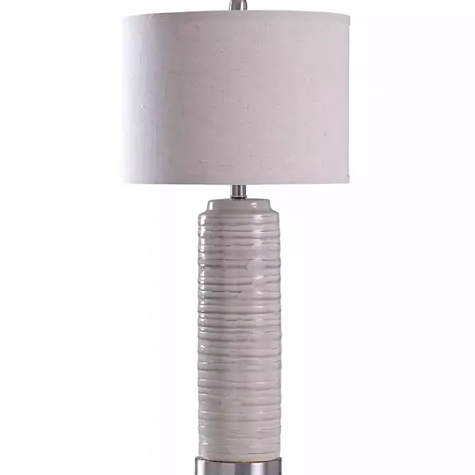 Sale Kirklands Home Cream Ringed Ceramic Table Lamp White