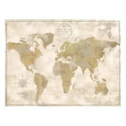 New Kirklands Home Cream Rustic World Map Giclee Canvas Art Print