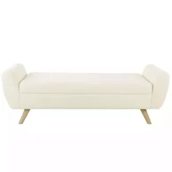 Sale Kirklands Home Cream Sherpa and Wood Storage Bench Ivory
