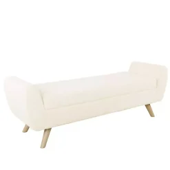 Sale Kirklands Home Cream Sherpa and Wood Storage Bench Ivory