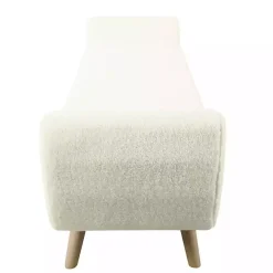 Sale Kirklands Home Cream Sherpa and Wood Storage Bench Ivory