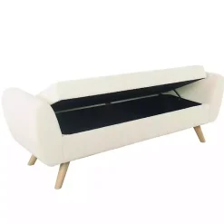Sale Kirklands Home Cream Sherpa and Wood Storage Bench Ivory