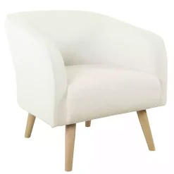 Discount Kirklands Home Cream Sherpa Upholstered Barrel Accent Chair Ivory