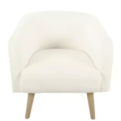 Discount Kirklands Home Cream Sherpa Upholstered Barrel Accent Chair Ivory