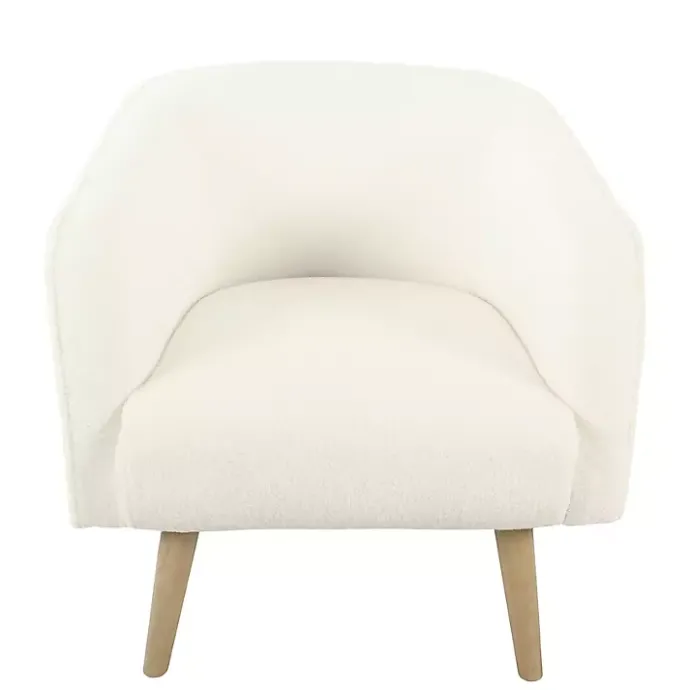 Discount Kirklands Home Cream Sherpa Upholstered Barrel Accent Chair Ivory