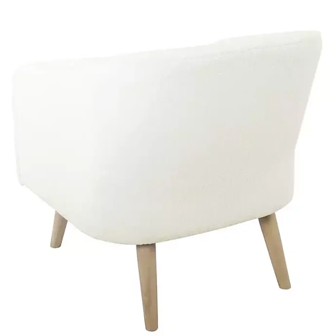 Discount Kirklands Home Cream Sherpa Upholstered Barrel Accent Chair Ivory