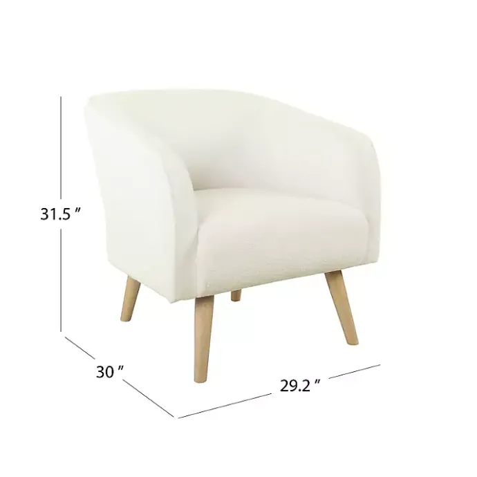 Discount Kirklands Home Cream Sherpa Upholstered Barrel Accent Chair Ivory