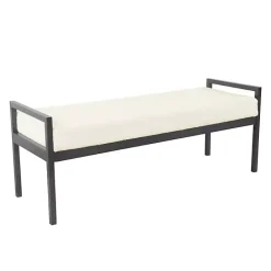 Clearance Kirklands Home Cream Sherpa Upholstered Metal Bench Ivory