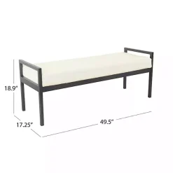 Clearance Kirklands Home Cream Sherpa Upholstered Metal Bench Ivory