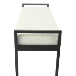 Clearance Kirklands Home Cream Sherpa Upholstered Metal Bench Ivory