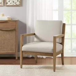 Clearance Kirklands Home Cream Slatted Wood Accent Chair White