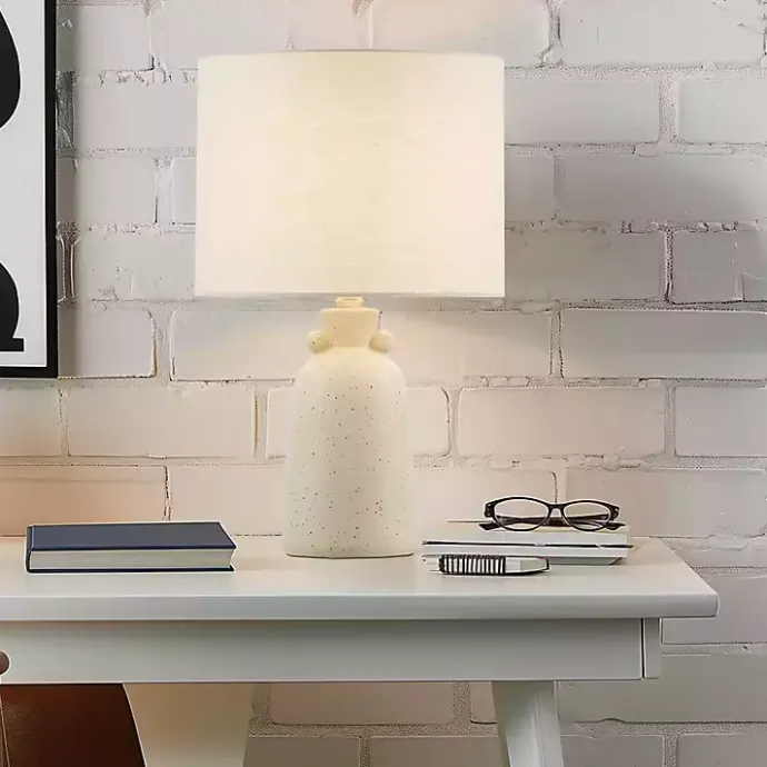 Clearance Kirklands Home Cream Speckled Ceramic Table Lamp White