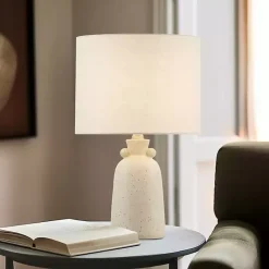Clearance Kirklands Home Cream Speckled Ceramic Table Lamp White