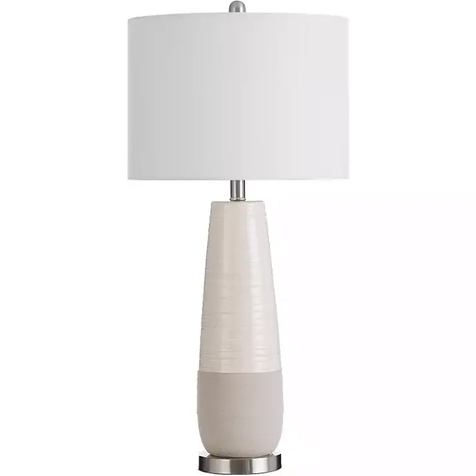 Discount Kirklands Home Cream Speckled Two Tone Table Lamp White