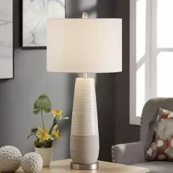 Discount Kirklands Home Cream Speckled Two Tone Table Lamp White