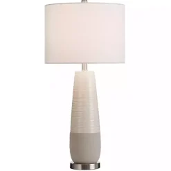Discount Kirklands Home Cream Speckled Two Tone Table Lamp White