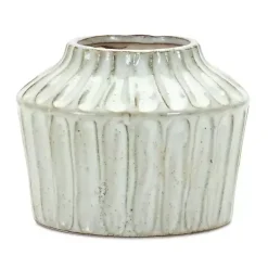 Discount Kirklands Home Cream Terracotta Ribbed Vase, 5 in. Ivory