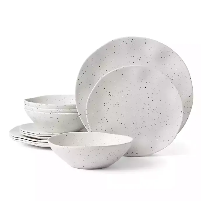Kirklands Home Cream Terrazzo 12-pc. Melamine Dinnerware Set Ivory
