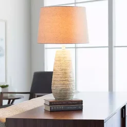 Discount Kirklands Home Cream Textured Maggie Table Lamp Tan