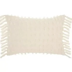 Clearance Kirklands Home Cream Textured Poms Lumbar Pillow White