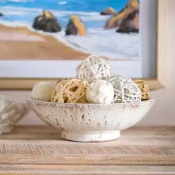 Clearance Kirklands Home Cream Textured Terracotta Decorative Bowl Ivory