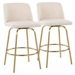 New Kirklands Home Cream Torino Gold Leg Counter Stools, Set of 2 Ivory