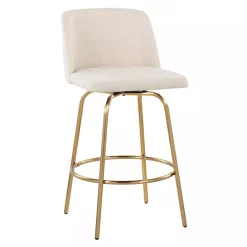 New Kirklands Home Cream Torino Gold Leg Counter Stools, Set of 2 Ivory