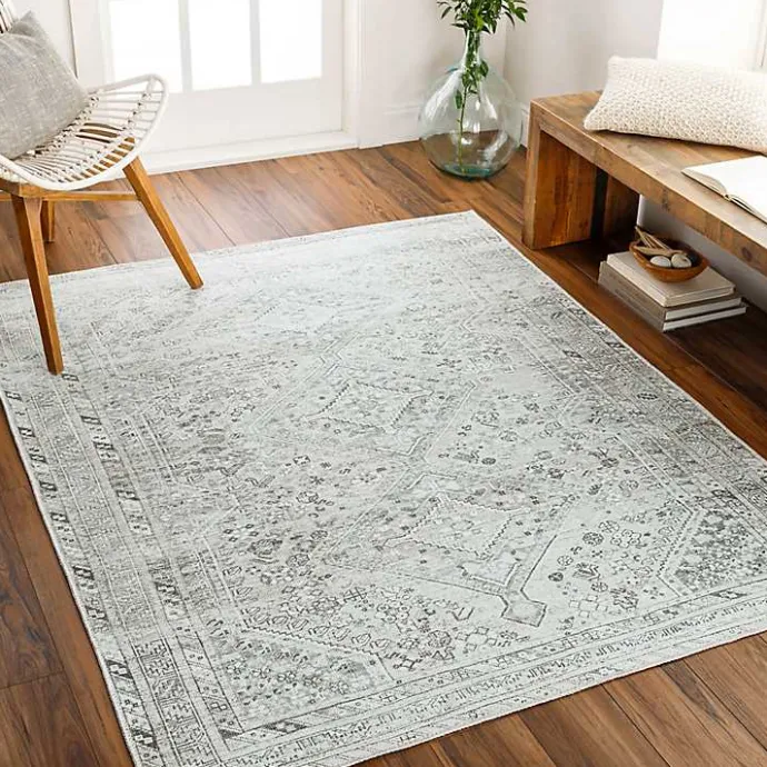 Best Kirklands Home Cream Traditional Washable Area Rug, 8x12 Ivory