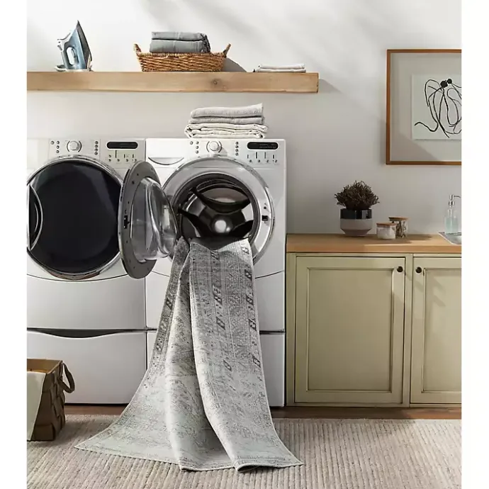 Best Kirklands Home Cream Traditional Washable Area Rug, 8x12 Ivory