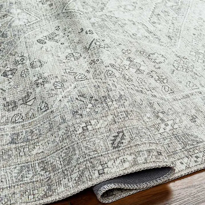 Best Kirklands Home Cream Traditional Washable Area Rug, 8x12 Ivory