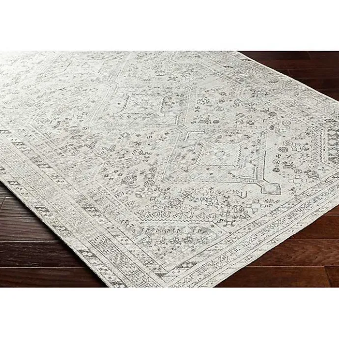 Best Kirklands Home Cream Traditional Washable Area Rug, 8x12 Ivory