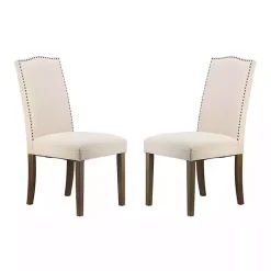 Sale Kirklands Home Cream Upholstered Armless Dining Chairs, Set of 2 Ivory