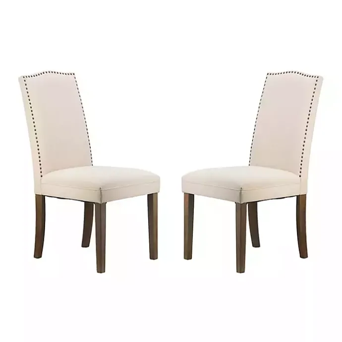Sale Kirklands Home Cream Upholstered Armless Dining Chairs, Set of 2 Ivory