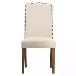 Sale Kirklands Home Cream Upholstered Armless Dining Chairs, Set of 2 Ivory