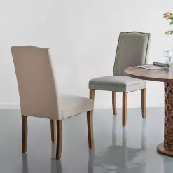 Sale Kirklands Home Cream Upholstered Armless Dining Chairs, Set of 2 Ivory