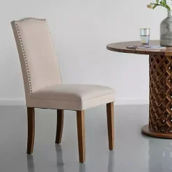 Sale Kirklands Home Cream Upholstered Armless Dining Chairs, Set of 2 Ivory