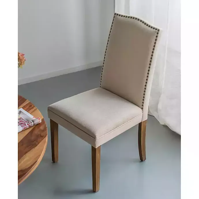 Sale Kirklands Home Cream Upholstered Armless Dining Chairs, Set of 2 Ivory
