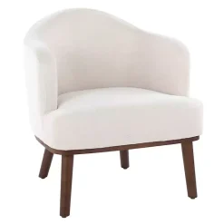 Clearance Kirklands Home Cream Upholstered Midcentury Modern Accent Chair Ivory