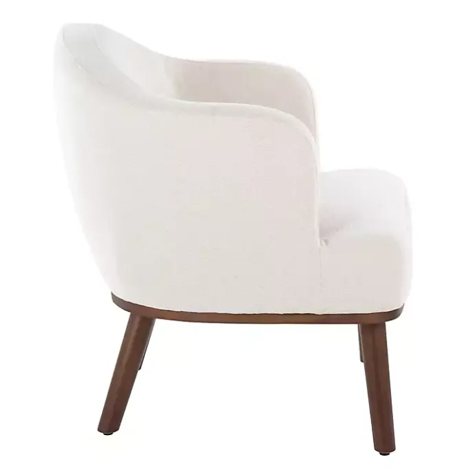 Clearance Kirklands Home Cream Upholstered Midcentury Modern Accent Chair Ivory