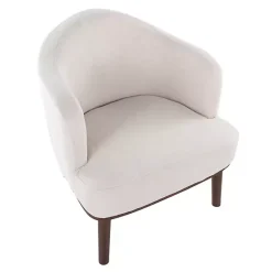 Clearance Kirklands Home Cream Upholstered Midcentury Modern Accent Chair Ivory