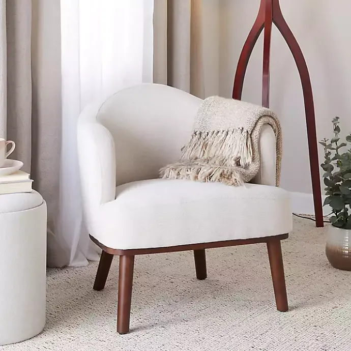 Clearance Kirklands Home Cream Upholstered Midcentury Modern Accent Chair Ivory