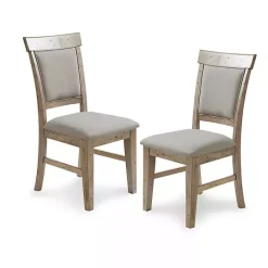 Hot Kirklands Home Cream Upholstered Rustic Dining Chairs, Set of 2 Tan