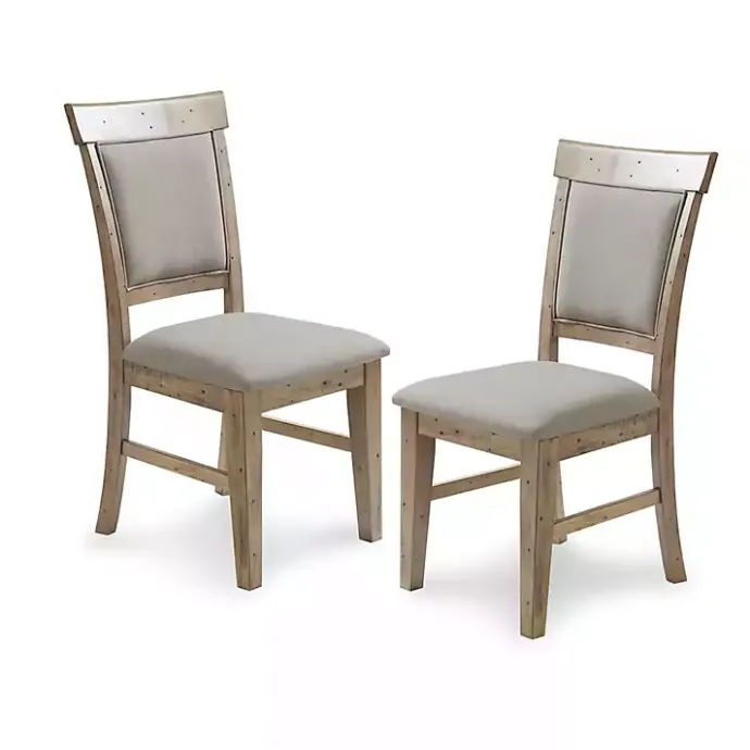 Hot Kirklands Home Cream Upholstered Rustic Dining Chairs, Set of 2 Tan