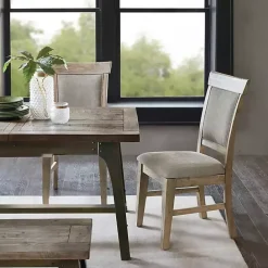 Hot Kirklands Home Cream Upholstered Rustic Dining Chairs, Set of 2 Tan