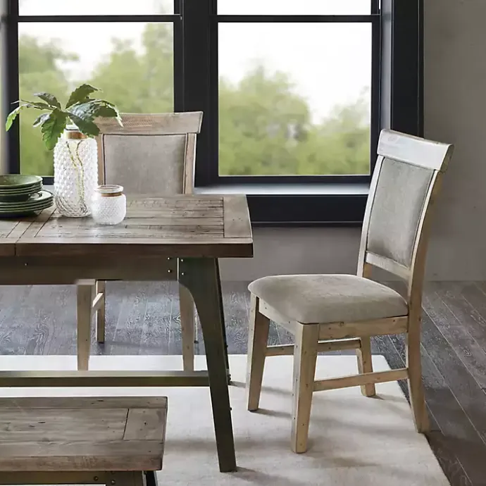 Hot Kirklands Home Cream Upholstered Rustic Dining Chairs, Set of 2 Tan